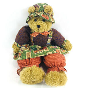 Country Mama Bear With Apron and Hat Orange Bloomers and Bow Tie 19 In